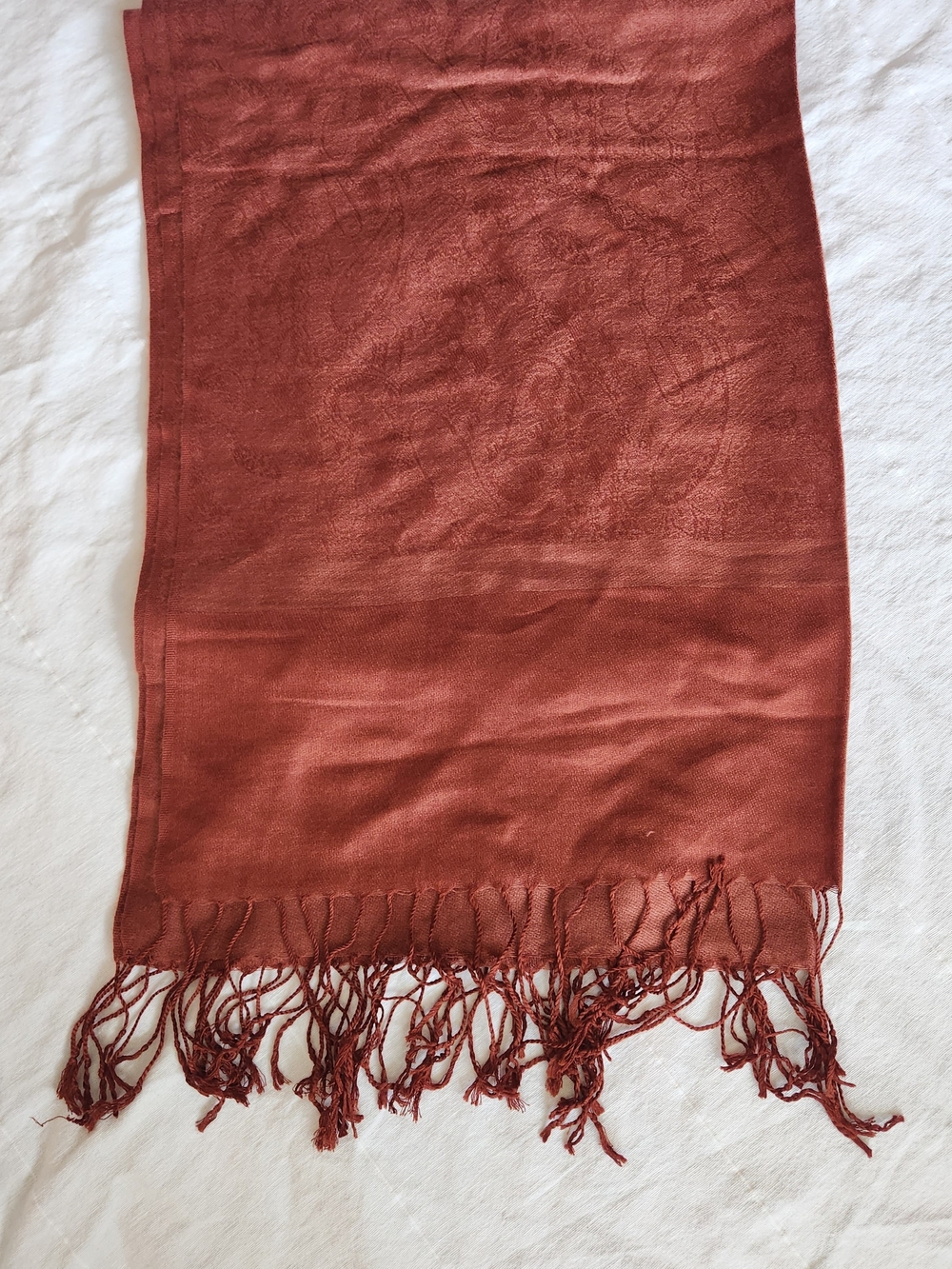 Rust Paisley Pashmina And Silk Shawl